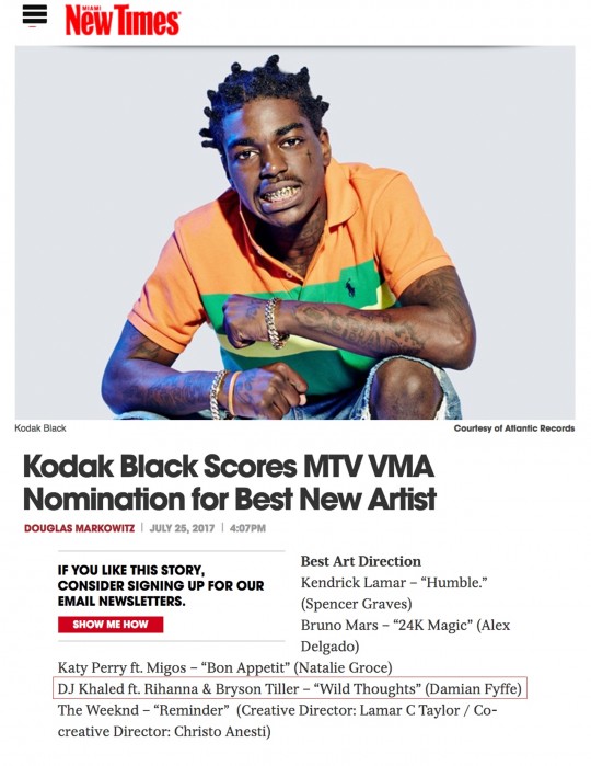 7.25.17 – Miami New Times – Kodak Black Scores MTV VMA Nomination for Best New Artist